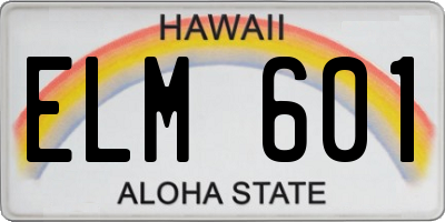 HI license plate ELM601