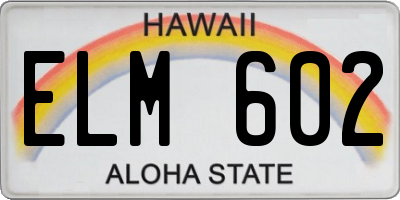 HI license plate ELM602