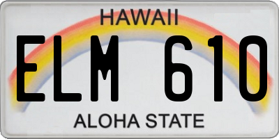 HI license plate ELM610