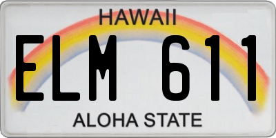 HI license plate ELM611
