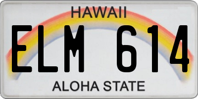 HI license plate ELM614