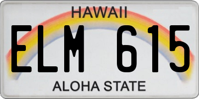 HI license plate ELM615