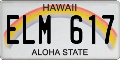 HI license plate ELM617