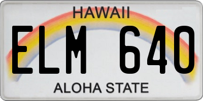 HI license plate ELM640