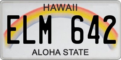 HI license plate ELM642