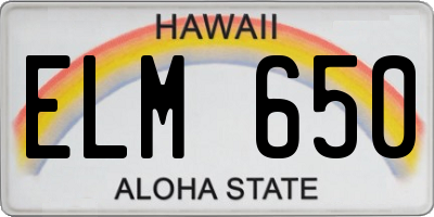 HI license plate ELM650