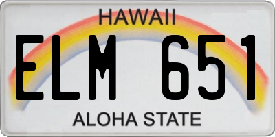 HI license plate ELM651