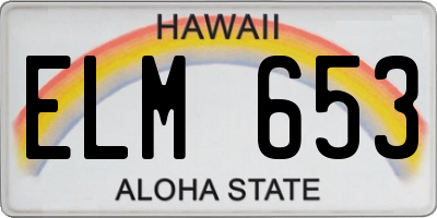 HI license plate ELM653