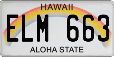 HI license plate ELM663