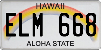 HI license plate ELM668