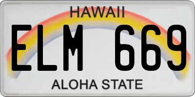HI license plate ELM669