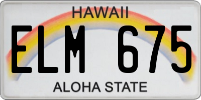HI license plate ELM675