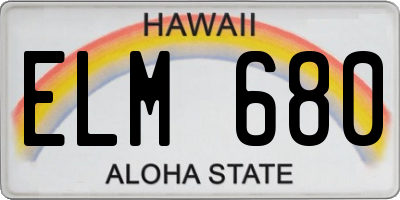 HI license plate ELM680