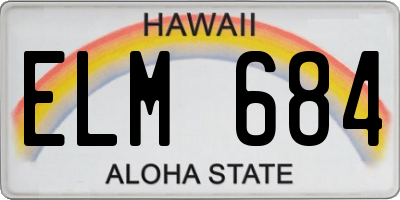 HI license plate ELM684