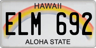HI license plate ELM692