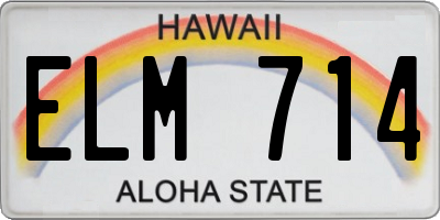 HI license plate ELM714