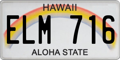 HI license plate ELM716