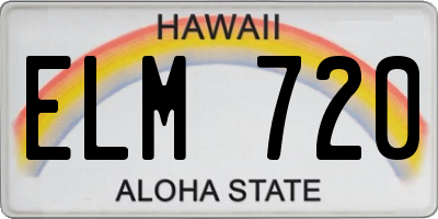 HI license plate ELM720