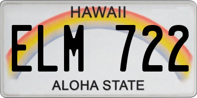 HI license plate ELM722