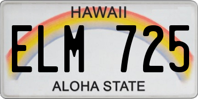 HI license plate ELM725