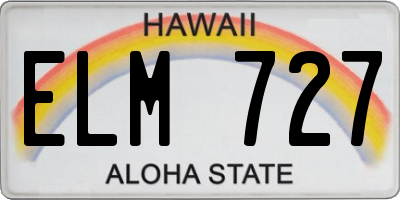 HI license plate ELM727
