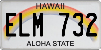 HI license plate ELM732