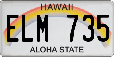 HI license plate ELM735