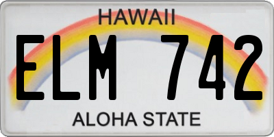 HI license plate ELM742