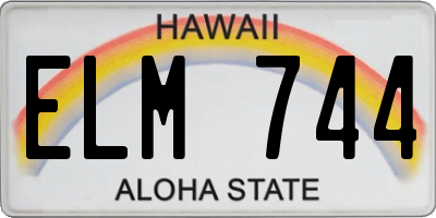 HI license plate ELM744