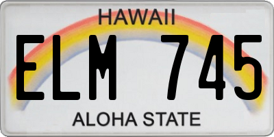HI license plate ELM745