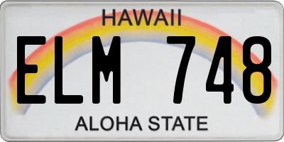 HI license plate ELM748