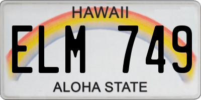 HI license plate ELM749