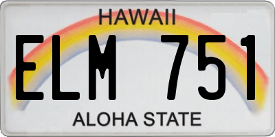 HI license plate ELM751