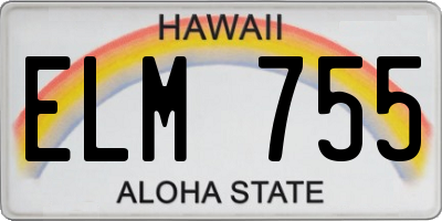 HI license plate ELM755