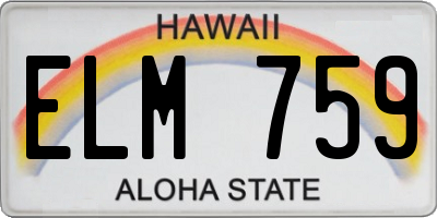 HI license plate ELM759