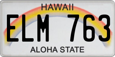 HI license plate ELM763