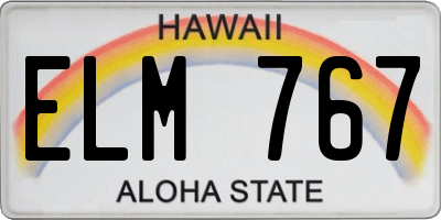 HI license plate ELM767