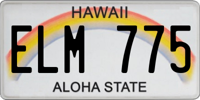 HI license plate ELM775