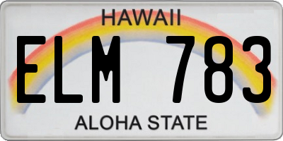 HI license plate ELM783
