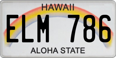 HI license plate ELM786