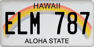 HI license plate ELM787