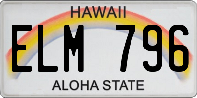 HI license plate ELM796