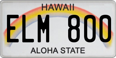 HI license plate ELM800
