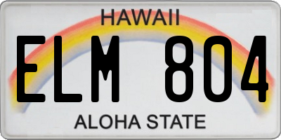 HI license plate ELM804