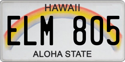 HI license plate ELM805