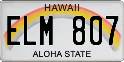 HI license plate ELM807