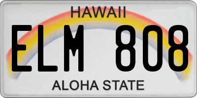 HI license plate ELM808