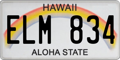 HI license plate ELM834