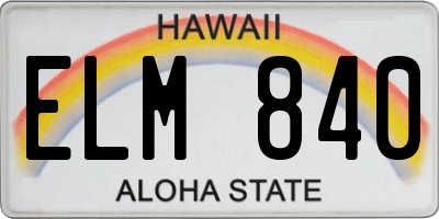 HI license plate ELM840