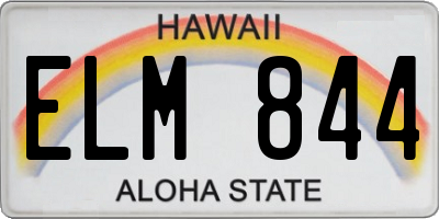 HI license plate ELM844